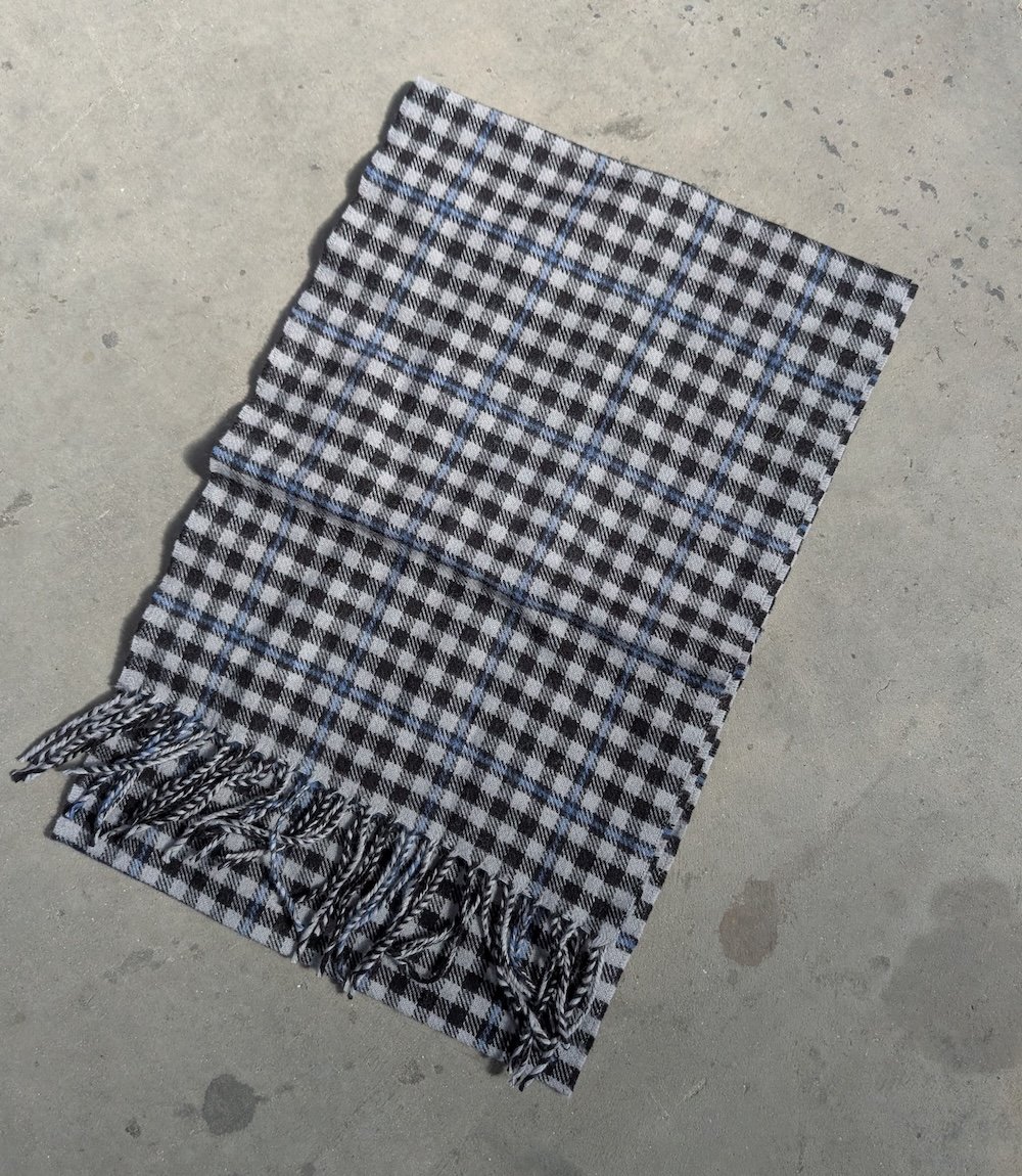 Black white blue check Scarf (SAMPLE)